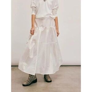 Free People Eggnog white Emery drop waist midi skirt size small NWOT